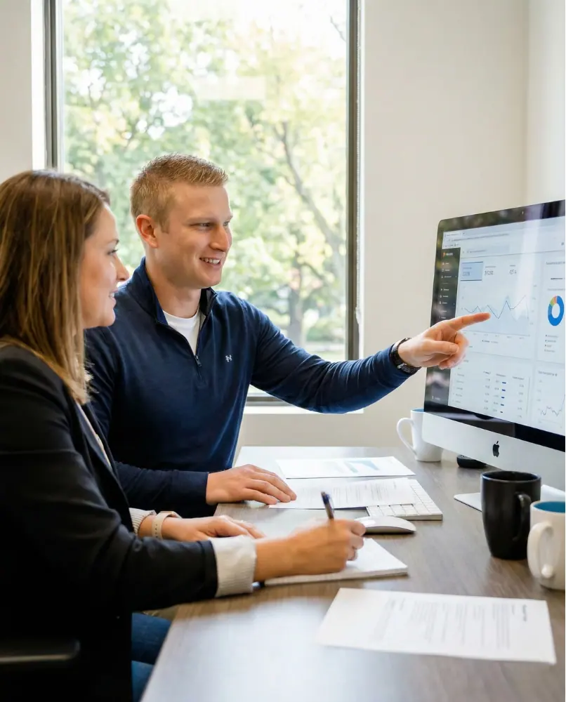 Digital marketing agency RedFlame Digital discussing Local SEO with a client