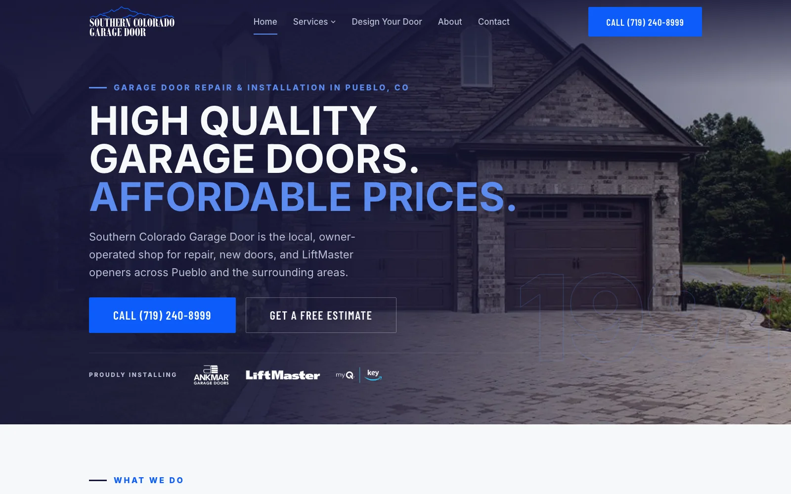 Garage door company website design for Southern Colorado Garage Door in Pueblo CO